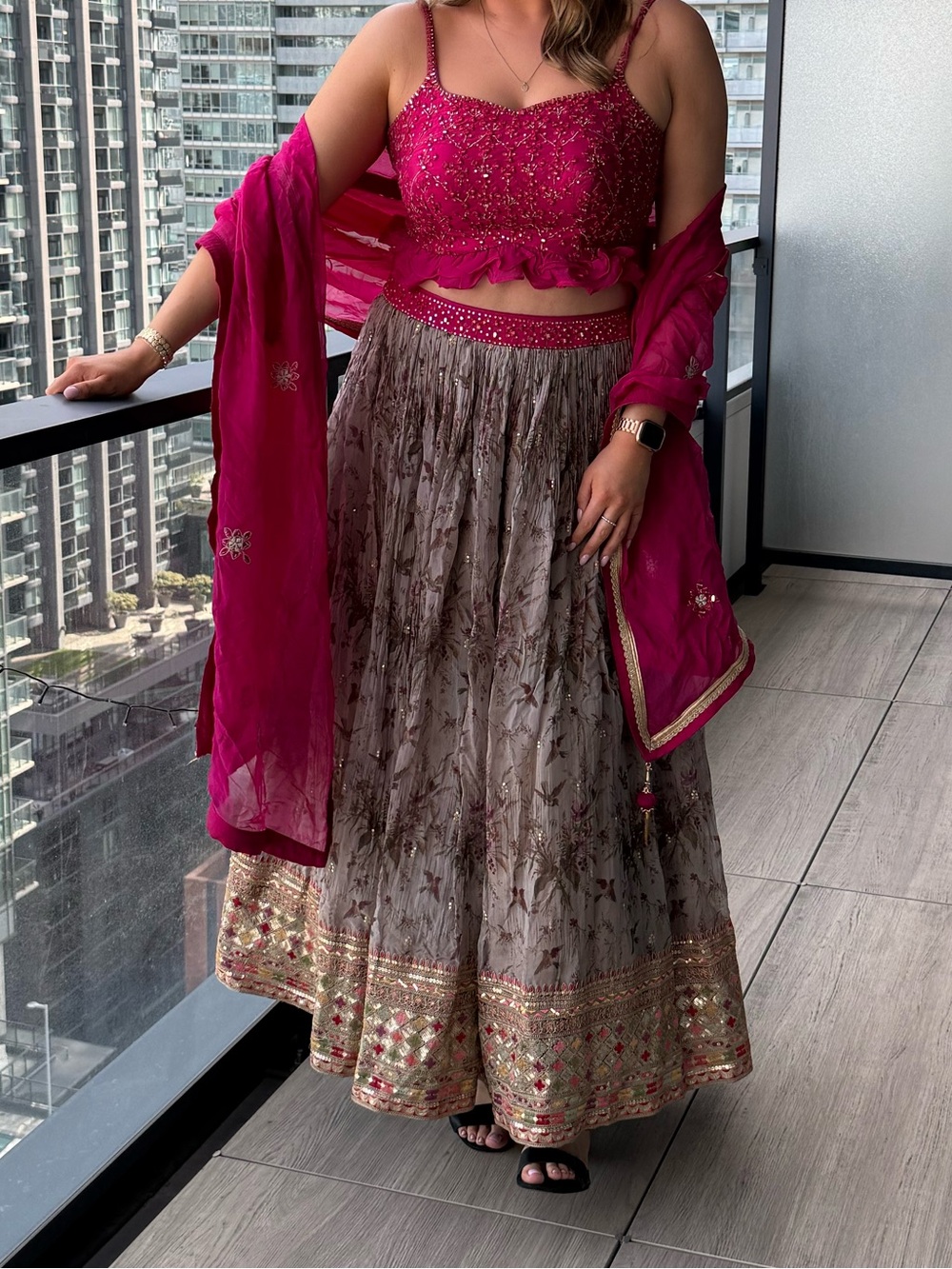 Embroidered Floral Indian Lehenga